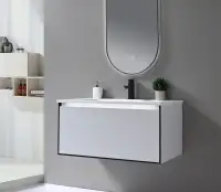 36" Grey - Wall Mount Bathroom Vanity with Push Open