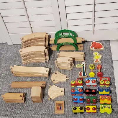 Vintage Sesame Street Wood Train Set with Extras, View more
