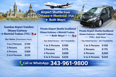Seamless Airport Transfers: Ottawa/Gatineau ↔ Montreal Trudeau, View more