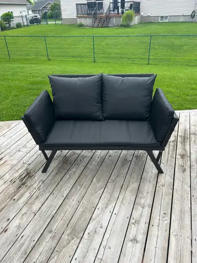 Black Wicker Patio Furniture Bench Lounger Banc patio, View more