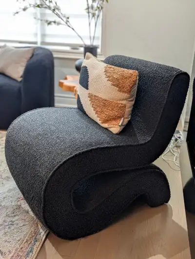 Modern Bouclé Accent Chair | Designer Curved Lounge Chair | Like, View more