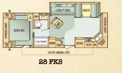 Spacious and popular front-kitchen floor plan with rear queen bedroom. This trailer offers plenty of...
