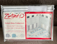 Zutano® Elefant Blau Baby  Secure-Me Crib Liner in Blue - Stripe