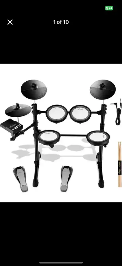 Donner DED-100 Electronic Drum Set, Mesh Electric Drum Set with , View more