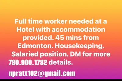 Full time Hotel Job with accomodation, View more