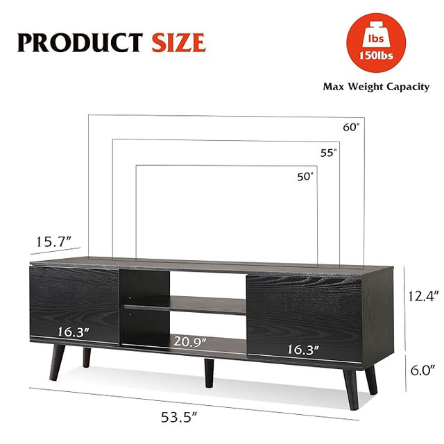 WLIVE TV Stand For 55 60 Inch TV, Entertainment Center in TVs in Hamilton - Image 2