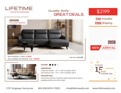 Genuine Top Grain Leather  sectional with Chaise, View more