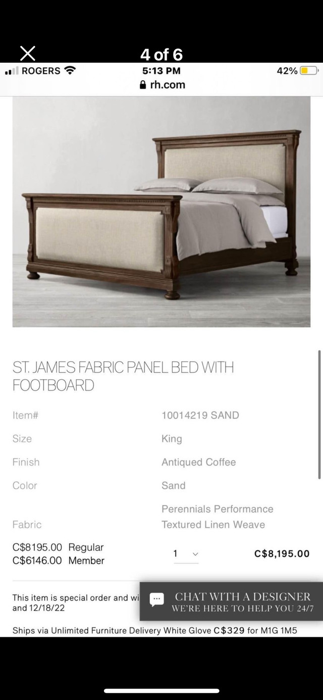 Restoration  hardware St James king bedroom set  in Beds & Mattresses in City of Toronto - Image 4