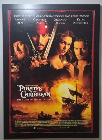 Pirates of the Caribbean Curse of the Black Pearl. Authentic, Original One Piece Movie Theater Poste...