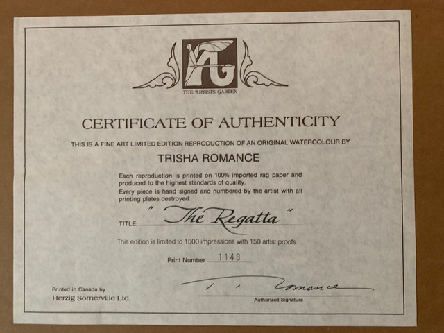NEW Trisha Romance Ltd Edition Prints with certificates in Arts & Collectibles in Oakville / Halton Region - Image 2