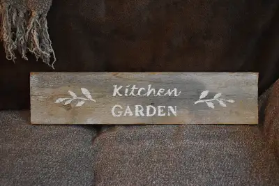 KITCHEN GARDEN SIGN DISTRESSED HANDPAINTED ON RECLAIMED WOOD, View more