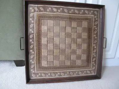 ANTIQUE NEEDLEWORK CHECKERBOARD SERVING TRAY, View more