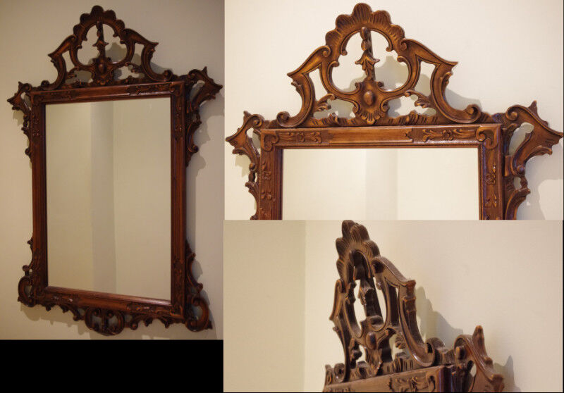 HANDCARVED in ITALY Antique Mirror 41 x 27” Arts & Collectibles