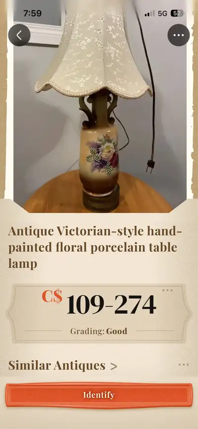 Antique Victorian-style hand-painted floral porcelain table lamp, View more