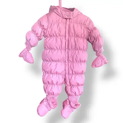 (0-6m) Snowsuit [GAP] Down Fill, light pink polka dot, View more