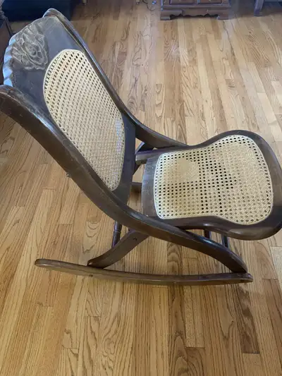 Vintage wicker wooden folding rocking chair , View more