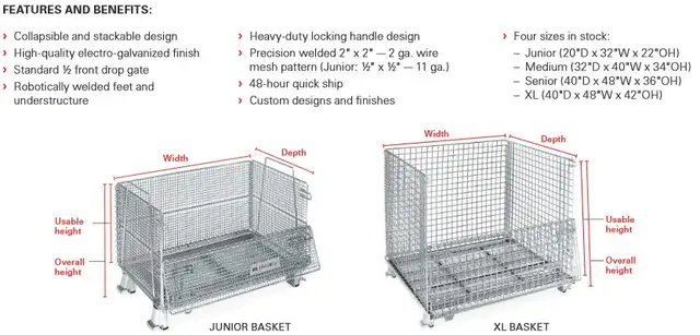 50% OFF USED WIRE MESH BINS.COLLAPSIBLE,STACKING USED PARTS BINS in Tool Storage & Benches in St. Catharines - Image 11