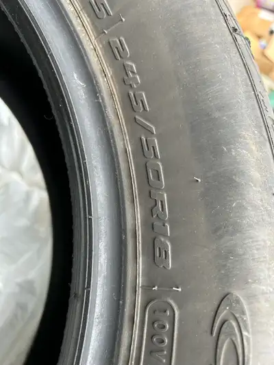 245/50R18 Cooper touring tires. Very little wear. Asking $450.00 … traded vehicle.