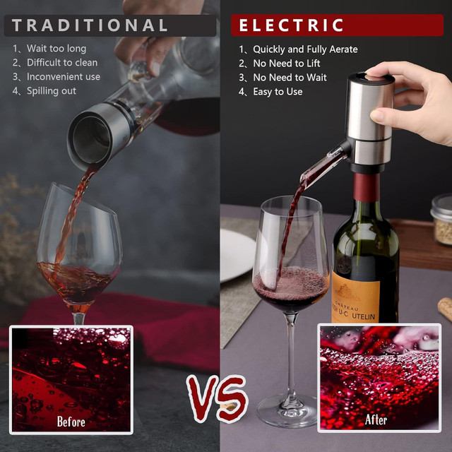 Electric Wine Decanter with Aerator Pourer Spout Wine lover gift in Kitchen & Dining Wares in Markham / York Region - Image 4