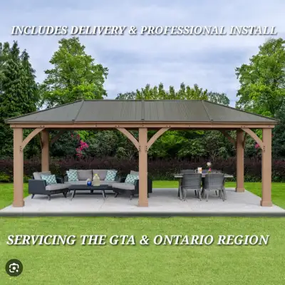 GAZEBOS / SHEDS / PAVILIONS / PERGOLAS DELIVERED AND INSTALLED 12x12 CEDAR GAZEBO NEW DELIVERED AND...