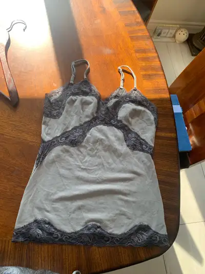 Grey tank top with lace size small , View more