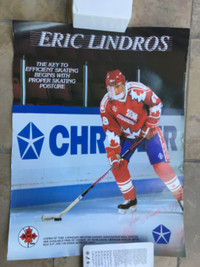 ERIC LINDROS poster …. 1991 CAHA/Chrysler …. facsimile signature