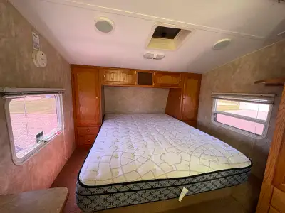 Trailer is in good condition. Clean. Comes with awning, microwave, A/C, fridge, stove/oven, radio. N...