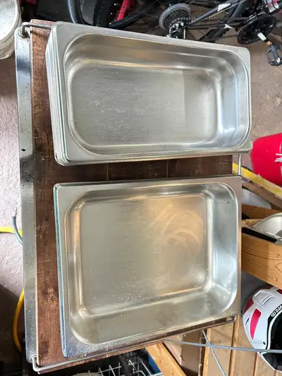 Following items - Steam table pans with lids $50 - Tomato slicer $20 - shot glasses $5 - Pizza scree...