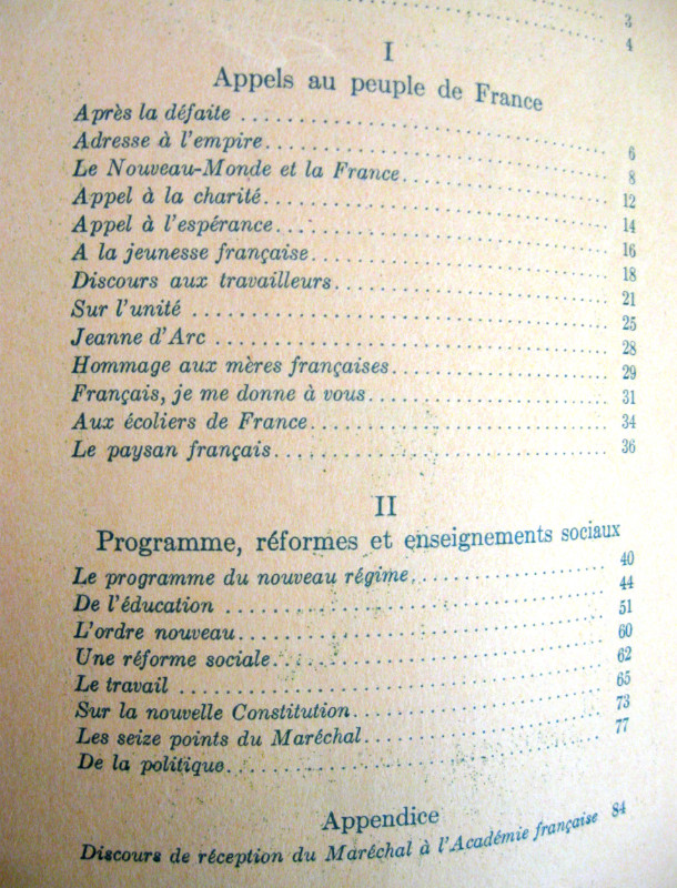 LE MESSAGE FRANCAIS de PETAIN dans ses plus beaux TEXTES  c.1943 dans Art et objets de collection  à Ouest de l’Île - Image 3