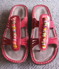 Alegria Red Leather Flip Flops Sandals Shoes Ladies Size 6 Nice