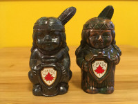 Vintage Bronzed Indian Boy and Girl S&P Shakers Japan