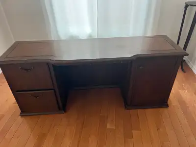 Free delivery used Dark Wood Executive Desk with Drawers, View more