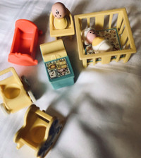 Vintage Fisher Price nursery set for dollhouse 8 pieces