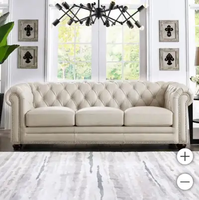 New tufted top grain leather sofa and loveseat , View more