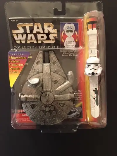 Star Wars Collector Timepiece Millenium Falcon Watch Case and StormTrooper Watch New Unopened packag...