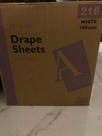 Exam drape sheets 40in x 60in tissue 2 ply white 110/case, 1 box