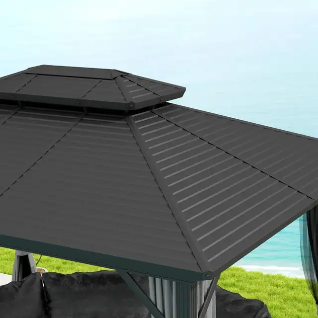 10' x 12' Hardtop Gazebo, Sun Shelter with Double Tier Metal Roo in Patio & Garden Furniture in Markham / York Region - Image 4