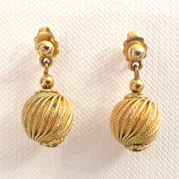 Gold Plated Spiral Design Ball Shaped Stud Earrings!