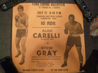 Canadian Boxing poster Aldo Carelli vs Stew Gray - 19 x 20