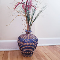 Ceramic  Rattan/Wicker Woven Pattern Vase 