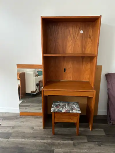 Teak computer writing desk bookcase, View more