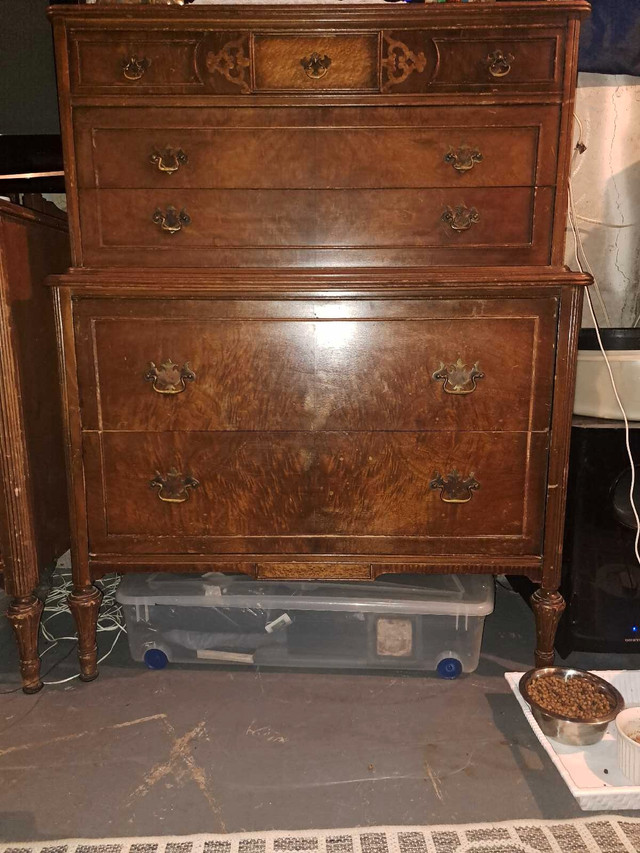 Antique tall boy and matching smaller dresser with mirror in Dressers & Wardrobes in Belleville - Image 3