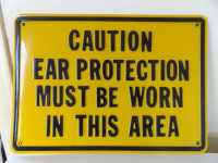 ORIGINAL EXTRA RARE "EAR PROTECTION" MOLDED PLASTIC SIGN