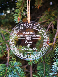 Personalized Our First Christmas Married Ornament 1/8" Custom