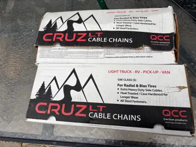 Cruz LT Cable chains purchased for $300 and have never been used. Two boxes each with two sets of ch...