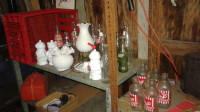 lots of cool antique bottles/milk glass and much much more