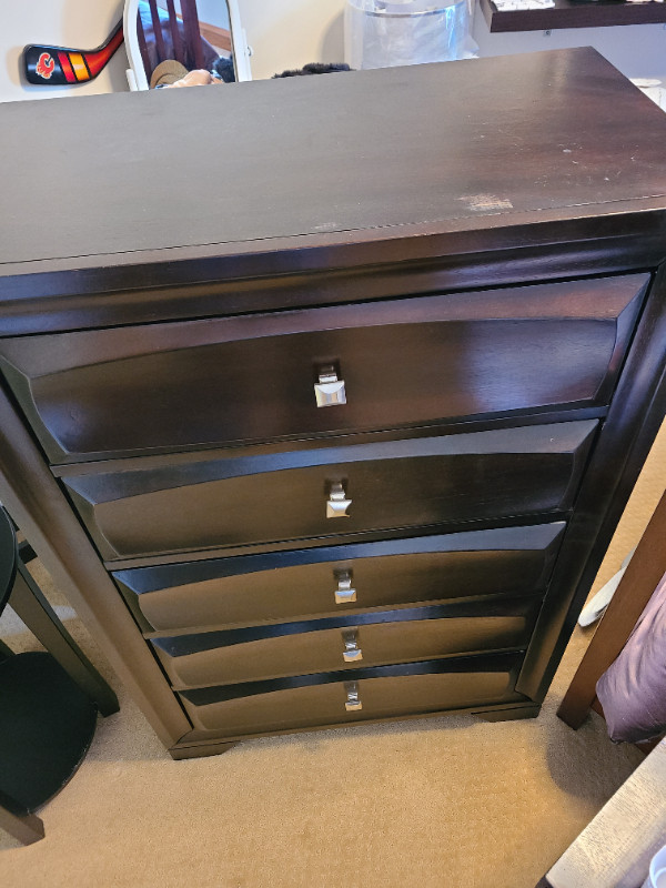 Solid wood dresser with 1 night stand in Dressers & Wardrobes in Calgary - Image 2