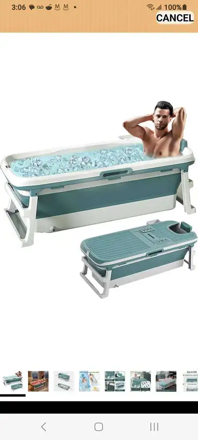 $60 PORTABLE COLLAPSIBLE PLASTIC SILICON ADULT BATHTUB, View more