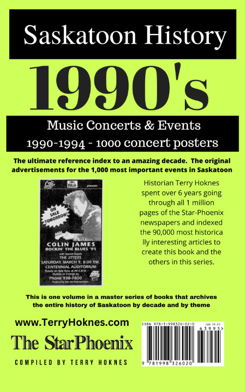 SASKATOON HISTORY - MUSIC CONCERTS 1000 posters 1990-1994 BOOK in Fiction in Saskatoon - Image 2