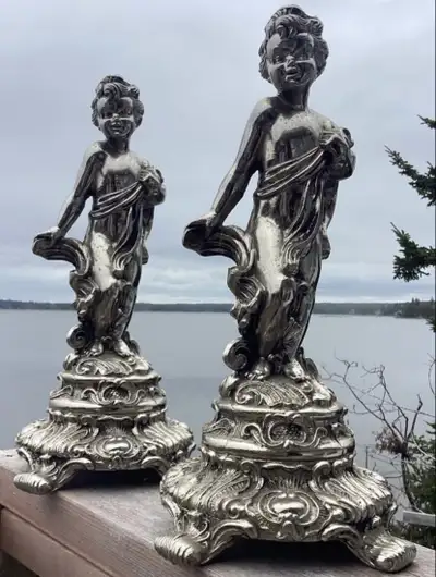 Antique Table Lamp Bases Cherub Art Nouveau Style $80 for Pair, View more
